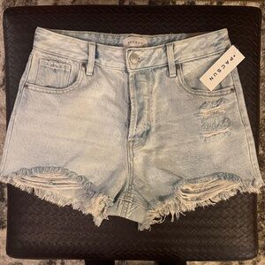 PacSun Faded Blue Ripped Jean Shorts